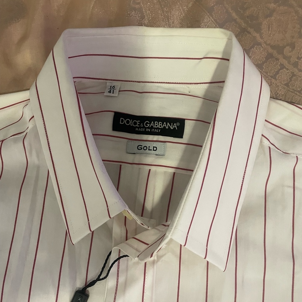 Dolce & Gabbana Gold Striped Shirt Sz 16/L - Picture 8 of 11